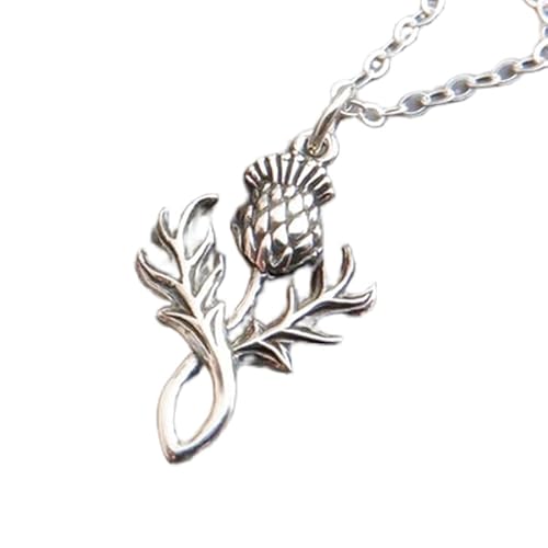 LKBEADS Halskette mit Distelblüte aus 925er Sterlingsilber|Kleines Schutzamulett als Anhänger|Kräuterblüten-Sonnensymbol|Anhänger für Widrigkeiten, Tapferkeit und Widerstandsfähigkeit | mit 45,7 cm | von LKBEADS