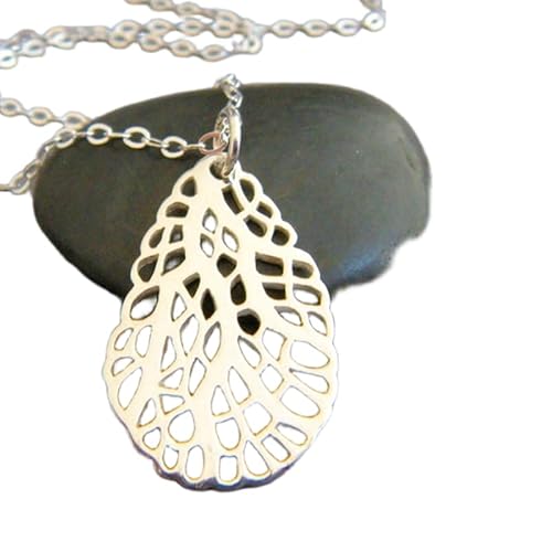 LKBEADS Halskette mit Gorgonien-Anhänger aus 925er Sterlingsilber, oval, Ozean-Anhänger, modern, Wasser-, Meerestier, kleiner Strandschmuck, Natur-Charm, Geschenk für sie, tropisch | mit 45,7 cm | von LKBEADS