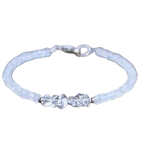 LKBEADS Herkimer Diamant & Mondstein 3–5 mm Rondell & ausgefallene Form facettierte Schliffperlen 7 Zoll versilbertes Armband mit Verschluss für Männer, Frauen|LK_STACK_07824 LKBEADS Herkimer Diamant & Mondstein 3–5 mm Rondell & ausgefallene Form facettierte Schliffperlen 7 Zoll versilbertes Armband mit Verschluss für Männer, Frauen|LK_STACK_07824 von LKBEADS