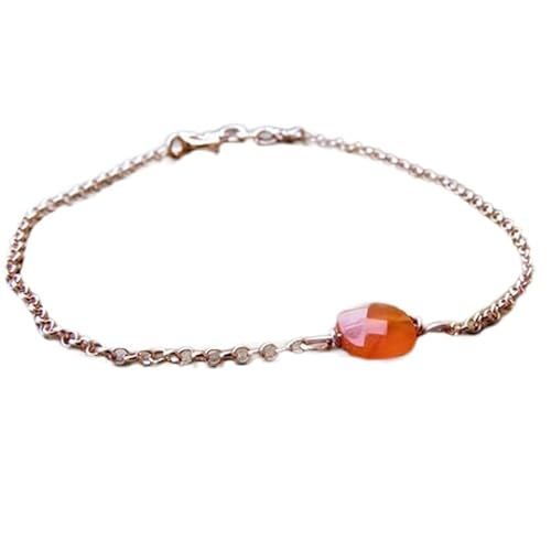 LKBEADS Karneol 10 x 8 mm ovale Form facettierte Schliffperlen 7 Zoll verstellbarer versilberter Verschluss Armband für Männer, Frauen|LK_STACK_01766 von LKBEADS