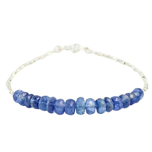 LKBEADS Kyanit 3,5–4 mm Rondellform, facettierte Schliffperlen, 17,8 cm, versilberter Verschluss, Armband für Männer und Frauen|LK_STACK_03951 LKBEADS Kyanit 3,5–4 mm Rondellform, facettierte Schliffperlen, 17,8 cm, versilberter Verschluss, Armband für Männer und Frauen|LK_STACK_03951 von LKBEADS