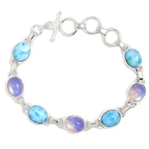 LKBEADS Larimar & Mondstein 7 x 9 mm ovale Form glatt geschliffene Perlen 7 Zoll versilberter Verschluss Armband für Männer, Frauen|LK_STACK_08136 LKBEADS Larimar & Mondstein 7 x 9 mm ovale Form glatt geschliffene Perlen 7 Zoll versilberter Verschluss Armband für Männer, Frauen|LK_STACK_08136 von LKBEADS