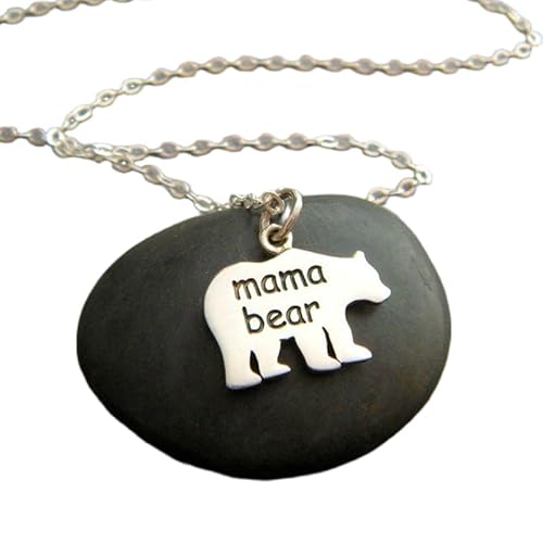 LKBEADS Mama-Bär-Halskette aus 925er Sterlingsilber, kleiner Anhänger für Mama, Muttertag, Kind, Tier, einzigartiges, einfaches Geschenk für jeden Tag, Charm für werdende Mama, neu | mit 45,7 cm | von LKBEADS