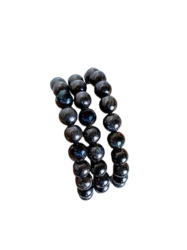 LKBEADS Natural Arfvedsonite Crystal 6mm rondelle smooth 7inch Semi-Precious Gemstones Beaded Bracelets for Men Women Healing Crystal Stretch Beaded Bracelet Unisex von LKBEADS