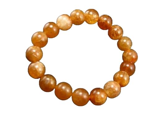 LKBEADS Natural Garnet Spessartine 10mm rondelle smooth 7inch Semi-Precious Gemstones Beaded Bracelets for Men Women Healing Crystal Stretch Beaded Bracelet Unisex von LKBEADS