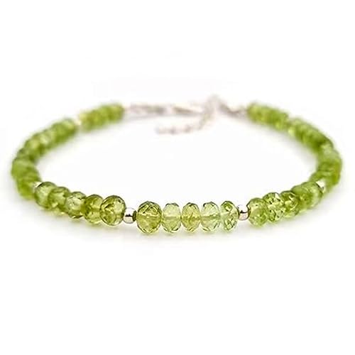 LKBEADS Peridot 3,5–4 mm Rondellform, facettierte Schliffperlen, 17,8 cm, verstellbarer versilberter Verschluss, Armband für Männer und Frauen|LK_STACK_05290 LKBEADS Peridot 3,5–4 mm Rondellform, facettierte Schliffperlen, 17,8 cm, verstellbarer versilberter Verschluss, Armband für Männer und Frauen|LK_STACK_05290 von LKBEADS