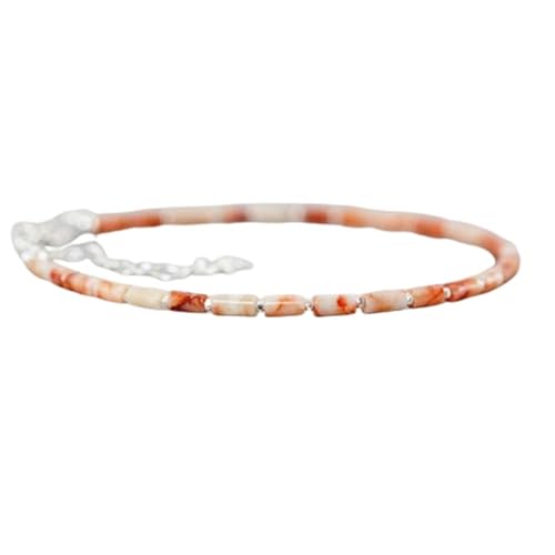 LKBEADS Roter Jaspis, 4 mm, röhrenförmige, glatt geschliffene Perlen, 17,8 cm, versilberter Verschluss, Armband für Männer und Frauen|LK_STACK_05770 von LKBEADS