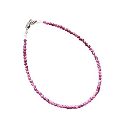 LKBEADS Rubin 2 mm Rondellform facettierte Schliffperlen 7 Zoll versilberter Verschluss Armband für Männer, Frauen|LK_STACK_05897 von LKBEADS