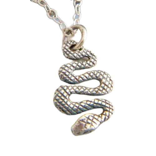 LKBEADS Schlangenkette aus 925er Sterlingsilber|Kleiner Reptilienanhänger|Totem als Krafttier|Schlichter Schmuck für jeden Tag|Heilender Anhänger|Geschenk für sie | Mit 45,7 cm | Versilbert | 0590 von LKBEADS