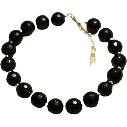 LKBEADS Schwarze Jade, runde Form, facettierter Schliff, 8 mm, Perlen, 17,8 cm, verstellbares Gliederarmband für Damen und Herren | PK_LK_CP_01070, 7 Inch Adjustable, Stein, Schwarze Jade LKBEADS Schwarze Jade, runde Form, facettierter Schliff, 8 mm, Perlen, 17,8 cm, verstellbares Gliederarmband für Damen und Herren | PK_LK_CP_01070, 7 Inch Adjustable, Stein, Schwarze Jade von LKBEADS