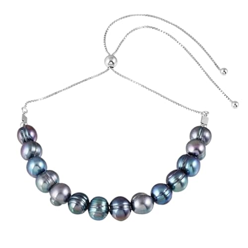 LKBEADS Schwarze Perle, 9–10 mm, runde Form, glatt geschliffene Perlen, 17,8 cm, verstellbarer versilberter Verschluss, Armband für Männer und Frauen|LK_STACK_01101 LKBEADS Schwarze Perle, 9–10 mm, runde Form, glatt geschliffene Perlen, 17,8 cm, verstellbarer versilberter Verschluss, Armband für Männer und Frauen|LK_STACK_01101 von LKBEADS
