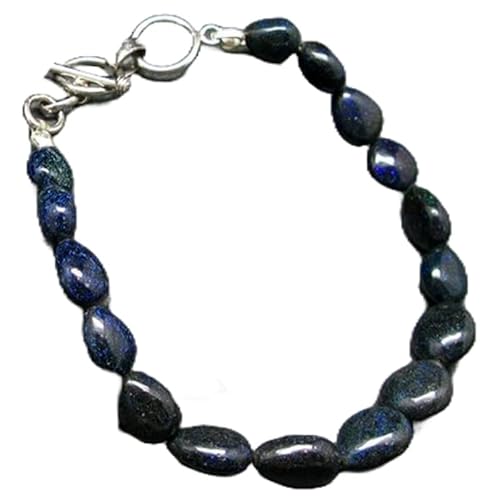 LKBEADS Schwarzer Matrix-Opal, 8 x 10 mm, ovale Form, glatt geschliffene Perlen, 17,8 cm, versilberter Verschluss, Armband für Männer und Frauen|LK_STACK_01032 von LKBEADS