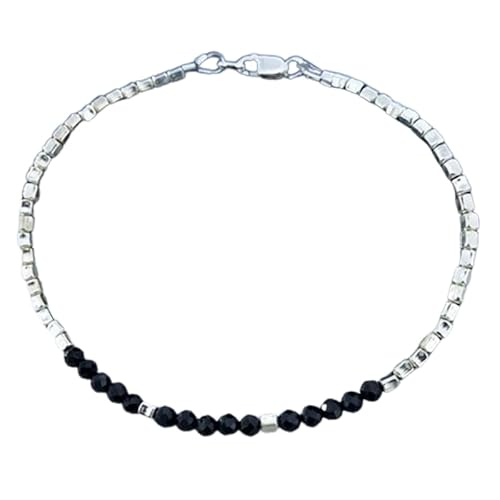 LKBEADS Schwarzer Spinell, 2,5–3 mm, runde Form, facettierte Perlen, 17,8 cm, versilberter Verschluss, Armband für Männer und Frauen|LK_STACK_01191 LKBEADS Schwarzer Spinell, 2,5–3 mm, runde Form, facettierte Perlen, 17,8 cm, versilberter Verschluss, Armband für Männer und Frauen|LK_STACK_01191 von LKBEADS