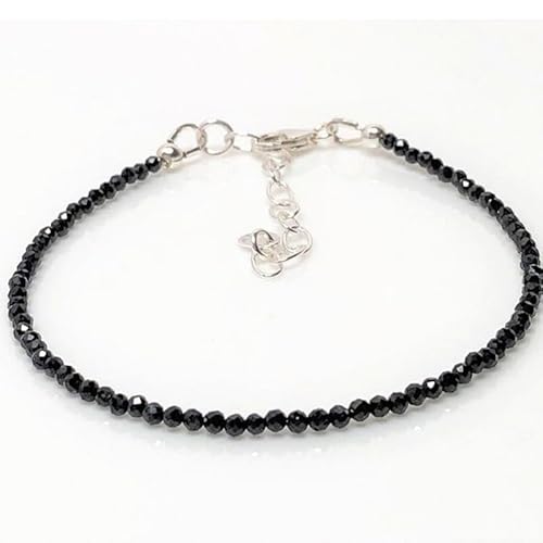 LKBEADS Schwarzer Spinell, 2,5 mm, runde Form, facettierte Perlen, 17,8 cm, verstellbarer versilberter Verschluss, Armband für Männer und Frauen|LK_STACK_01197 LKBEADS Schwarzer Spinell, 2,5 mm, runde Form, facettierte Perlen, 17,8 cm, verstellbarer versilberter Verschluss, Armband für Männer und Frauen|LK_STACK_01197 von LKBEADS