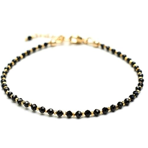 LKBEADS Schwarzer Spinell, 2 mm, runde Form, facettierte Perlen, 17,8 cm, vergoldeter Verschluss, Armband für Männer und Frauen|LK_STACK_01219 LKBEADS Schwarzer Spinell, 2 mm, runde Form, facettierte Perlen, 17,8 cm, vergoldeter Verschluss, Armband für Männer und Frauen|LK_STACK_01219 von LKBEADS