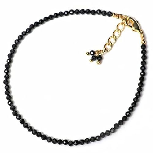 LKBEADS Schwarzer Spinell, 2 mm, runde Form, facettierte Perlen, 17,8 cm, verstellbarer vergoldeter Verschluss, Armband für Männer und Frauen|LK_STACK_01233 LKBEADS Schwarzer Spinell, 2 mm, runde Form, facettierte Perlen, 17,8 cm, verstellbarer vergoldeter Verschluss, Armband für Männer und Frauen|LK_STACK_01233 von LKBEADS