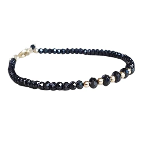 LKBEADS Schwarzer Spinell, 3,5 mm, Rondellform, facettierte Perlen, 17,8 cm, versilberter Verschluss, Armband für Männer und Frauen|LK_STACK_01155 LKBEADS Schwarzer Spinell, 3,5 mm, Rondellform, facettierte Perlen, 17,8 cm, versilberter Verschluss, Armband für Männer und Frauen|LK_STACK_01155 von LKBEADS