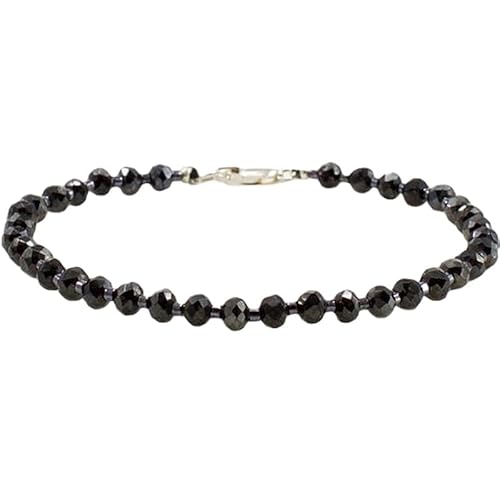LKBEADS Schwarzer Spinell, 3,5 mm, runde Form, facettierte Perlen, 17,8 cm, versilberter Verschluss, Armband für Männer und Frauen|LK_STACK_01246 LKBEADS Schwarzer Spinell, 3,5 mm, runde Form, facettierte Perlen, 17,8 cm, versilberter Verschluss, Armband für Männer und Frauen|LK_STACK_01246 von LKBEADS