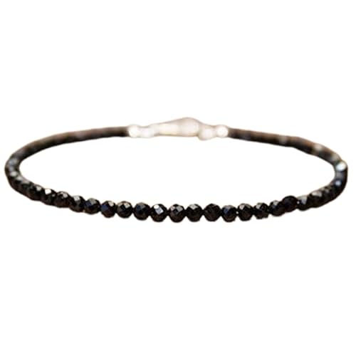 LKBEADS Schwarzer Spinell, 3,5 mm, runde Form, facettierte Perlen, 17,8 cm, versilberter Verschluss, Armband für Männer und Frauen|LK_STACK_01247 LKBEADS Schwarzer Spinell, 3,5 mm, runde Form, facettierte Perlen, 17,8 cm, versilberter Verschluss, Armband für Männer und Frauen|LK_STACK_01247 von LKBEADS