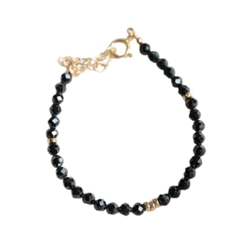 LKBEADS Schwarzer Spinell, 3 mm, runde Form, facettierte Perlen, 17,8 cm, verstellbarer vergoldeter Verschluss, Armband für Männer und Frauen|LK_STACK_01258 LKBEADS Schwarzer Spinell, 3 mm, runde Form, facettierte Perlen, 17,8 cm, verstellbarer vergoldeter Verschluss, Armband für Männer und Frauen|LK_STACK_01258 von LKBEADS