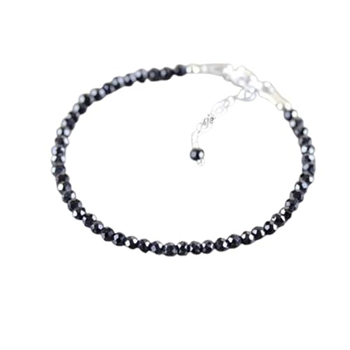 LKBEADS Schwarzer Spinell, 3 mm, runde Form, facettierte Perlen, 17,8 cm, verstellbarer versilberter Verschluss, Armband für Männer und Frauen|LK_STACK_01257 LKBEADS Schwarzer Spinell, 3 mm, runde Form, facettierte Perlen, 17,8 cm, verstellbarer versilberter Verschluss, Armband für Männer und Frauen|LK_STACK_01257 von LKBEADS