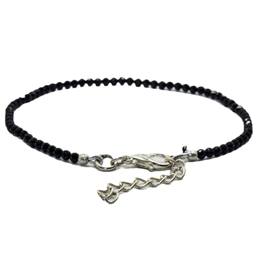 LKBEADS Schwarzer Spinell, 3 mm, runde Form, facettierte Perlen, 17,8 cm, verstellbarer versilberter Verschluss, Armband für Männer und Frauen|LK_STACK_01264 LKBEADS Schwarzer Spinell, 3 mm, runde Form, facettierte Perlen, 17,8 cm, verstellbarer versilberter Verschluss, Armband für Männer und Frauen|LK_STACK_01264 von LKBEADS
