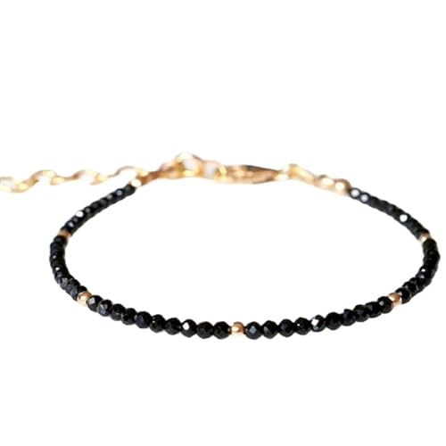 LKBEADS Schwarzer Turmalin, 2,5 mm, runde Form, facettierte Perlen, 17,8 cm, verstellbarer vergoldeter Verschluss, Armband für Männer und Frauen|LK_STACK_01299 LKBEADS Schwarzer Turmalin, 2,5 mm, runde Form, facettierte Perlen, 17,8 cm, verstellbarer vergoldeter Verschluss, Armband für Männer und Frauen|LK_STACK_01299 von LKBEADS