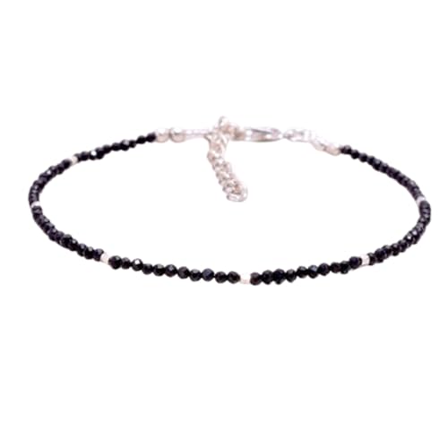 LKBEADS Schwarzer Turmalin, 2–2,5 mm, runde Form, facettierte Perlen, 17,8 cm, verstellbarer versilberter Verschluss, Armband für Männer und Frauen|LK_STACK_01308 LKBEADS Schwarzer Turmalin, 2–2,5 mm, runde Form, facettierte Perlen, 17,8 cm, verstellbarer versilberter Verschluss, Armband für Männer und Frauen|LK_STACK_01308 von LKBEADS