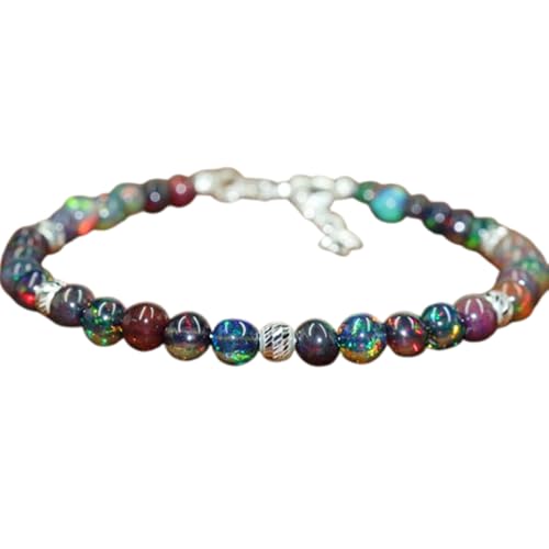 LKBEADS Schwarzer äthiopischer Opal, 6 mm, runde Form, glatt geschliffene Perlen, 17,8 cm, verstellbarer versilberter Verschluss, Armband für Männer und Frauen|LK_STACK_01008 LKBEADS Schwarzer äthiopischer Opal, 6 mm, runde Form, glatt geschliffene Perlen, 17,8 cm, verstellbarer versilberter Verschluss, Armband für Männer und Frauen|LK_STACK_01008 von LKBEADS