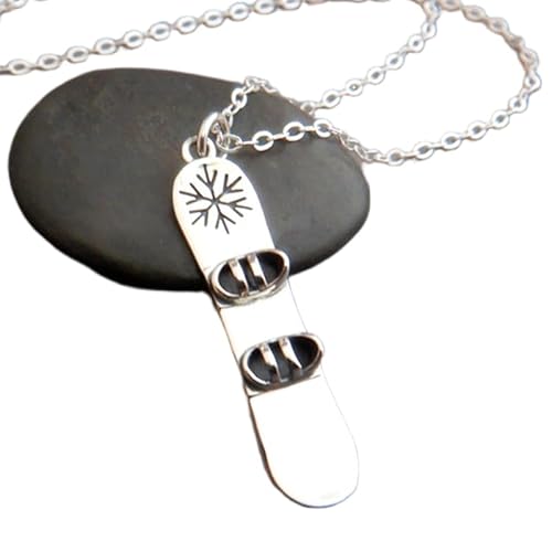 LKBEADS Ski-Halskette aus 925er Sterlingsilber, kleiner Winter-Charm, Damen, Sport, Berghobby, kalte Jahreszeit, Geschenk für Skifahrer, Sportler, zierlich | mit 45,7 cm langer Kette | versilbert | von LKBEADS