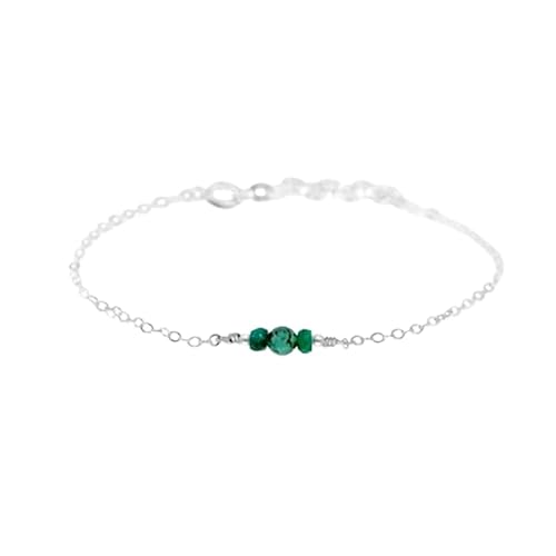 LKBEADS Smaragd 2,5–3 mm Rondellform Glattschliffperlen 7 Zoll versilberter Verschluss Armband für Männer, Frauen|LK_STACK_02395 von LKBEADS