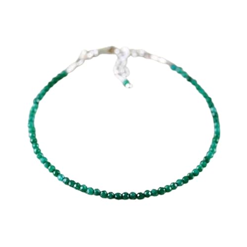 LKBEADS Smaragd 2,5 mm runde Form facettierte Schliffperlen 7 Zoll verstellbarer versilberter Verschluss Armband für Männer, Frauen|LK_STACK_02518 von LKBEADS