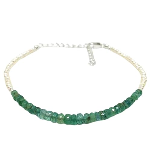 LKBEADS Smaragd 2–3 mm Rondellform facettierte Schliffperlen 7 Zoll verstellbarer versilberter Verschluss Armband für Männer, Frauen|LK_STACK_02404 LKBEADS Smaragd 2–3 mm Rondellform facettierte Schliffperlen 7 Zoll verstellbarer versilberter Verschluss Armband für Männer, Frauen|LK_STACK_02404 von LKBEADS