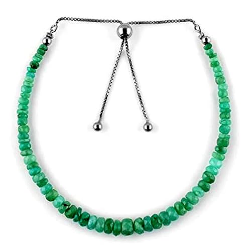 LKBEADS Smaragd 2–3 mm Rondellform facettierte Schliffperlen 7 Zoll verstellbarer versilberter Verschluss Armband für Männer, Frauen|LK_STACK_02405 von LKBEADS
