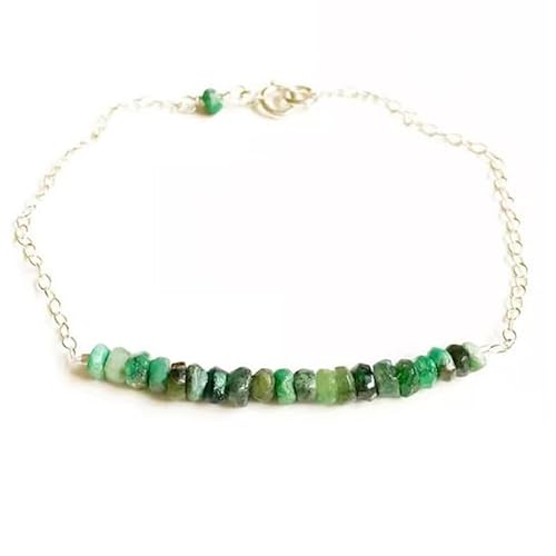 LKBEADS Smaragd 3,5 mm Rondellform Rohschliffperlen 7 Zoll versilberter Verschluss Armband für Männer, Frauen|LK_STACK_02447 von LKBEADS