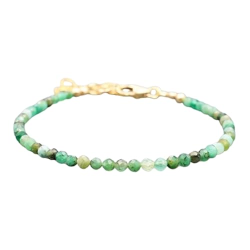 LKBEADS Smaragd 3,5 mm runde Form facettierte Schliffperlen 7 Zoll verstellbarer vergoldeter Verschluss Armband für Männer, Frauen|LK_STACK_02534 von LKBEADS