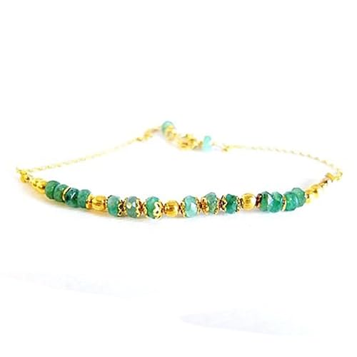 LKBEADS Smaragd 3–3,5 mm Rondellform facettierte Perlen mit 7 Zoll vergoldetem Verschluss Armband für Männer, Frauen|LK_STACK_02453 von LKBEADS