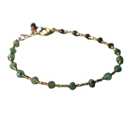 LKBEADS Smaragd 3–3,5 mm Rondellform facettierte Perlen mit 7 Zoll vergoldetem Verschluss Armband für Männer, Frauen|LK_STACK_02454 von LKBEADS