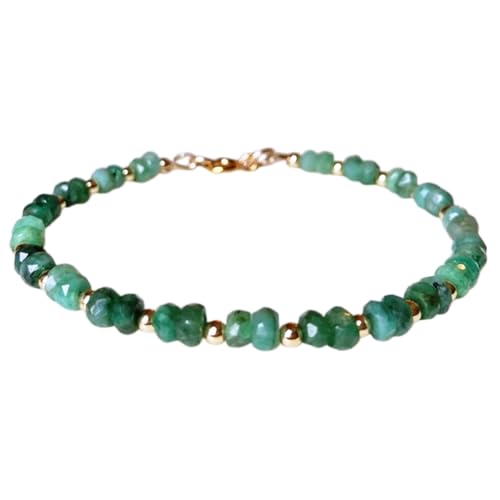 LKBEADS Smaragd 4–4,5 mm Rondellform facettierte Perlen 7 Zoll Roségold plattierter Verschluss Armband für Männer, Frauen|LK_STACK_02500 von LKBEADS
