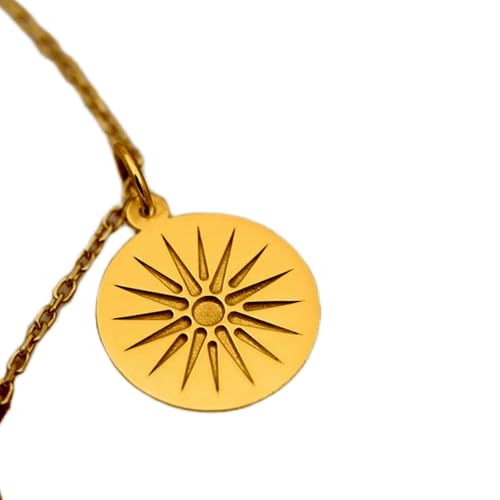 LKBEADS aus 925er Sterlingsilber| 22–26 mm 45|7 cm lange Kette – antikem mazedonischem Symbol griechisches Erbe für Geschichtsliebhaber Vergoldung L_01995 von LKBEADS