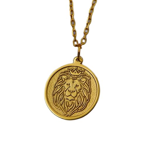 LKBEADS aus 925er Sterlingsilber| 22 mm 18-Zoll-Kette Löwenhalskette – Löwenanhänger Männer und Frauen kraftvoller symbolischer Sie oder Ihn handgefertigter mit Vergoldung L_01585 von LKBEADS