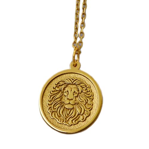 LKBEADS aus 925er Sterlingsilber| 22 mm 18-Zoll-Kette Löwenhalskette – Löwenanhänger Männer und Frauen kraftvoller symbolischer Sie oder Ihn handgefertigter mit Vergoldung L_01629 von LKBEADS