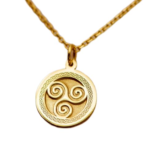 LKBEADS aus 925er Sterlingsilber| 22 mm 18 Zoll Kette mit Triskele-Anhänger – keltischer Symbolschmuck Spiralförmiger Triskelion-Anhänger uraltes spirituelles Unikat Vergoldung| handgefertigt L_01912 von LKBEADS