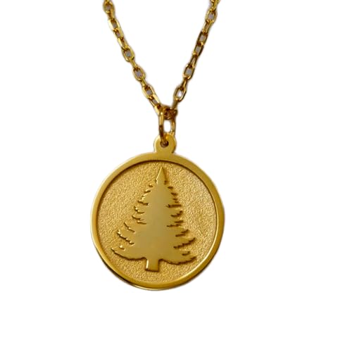 LKBEADS aus 925er Sterlingsilber| 22 mm 18-Zoll-Kette mit immergrünem Baum – von der Natur inspirierter minimalistischer Wald vergoldeter L_01677 von LKBEADS