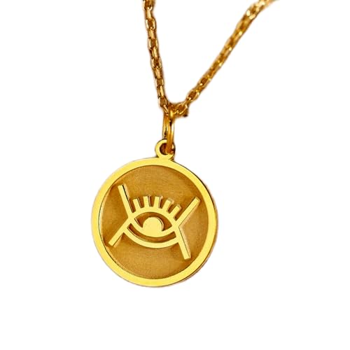 LKBEADS aus 925er Sterlingsilber| 24 mm 18-Zoll-Kette Universum-Adinkra-Anhänger mit afrikanischem Augensymbol Adinkra-Halskette Allgegenwart Augenscheibe Geburtstag Vergoldung| handgefertigt L_01099 von LKBEADS