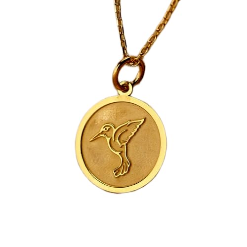 LKBEADS aus 925er Sterlingsilber| 24 mm| 45|7 cm lange Kette| Kolibri-Halskette| Kolibri-Anhänger| Vogel-Kolibri-Schmuck| für| für Mama| handgefertigter Schmuck mit Vergoldung| L_01226 von LKBEADS