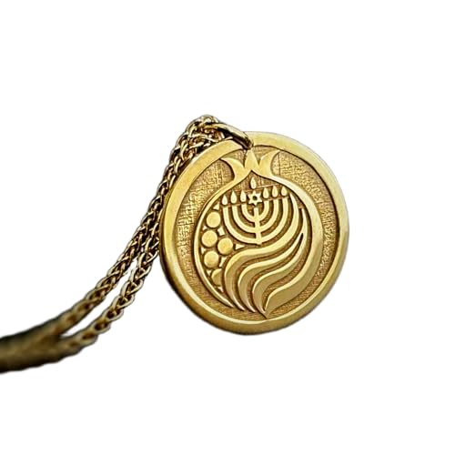 LKBEADS halskette aus 925er Sterlingsilber| 22–24 mm| 45|7 cm lange Kette| Menora-| jüdische | Judaica-| Menora- für Männer| jüdischer Schmuck| handgefertigt| vergoldet| L_02324 von LKBEADS