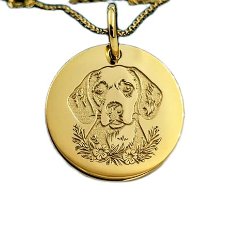 LKBEADS halskette aus 925er Sterlingsilber| 22 mm 18-Zoll-Kette Beagle-Hunde Beagle-Hunde Charm-Hundescheiben zierlicher Hundeschmuck Haustier handgefertigter Schmuck mit Vergoldung L_01737 von LKBEADS