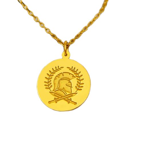 LKBEADS halskette aus 925er Sterlingsilber| 22 mm 18-Zoll-Kette Spartanischer Helm – griechische Kriegerkette Antikes Griechenland Leonidas-Helm Einzigartig für ihn Vergoldung| handgefertigt L_01933 von LKBEADS