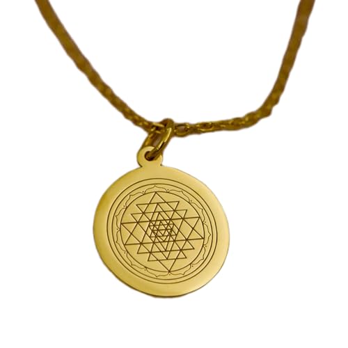 LKBEADS halskette aus 925er Sterlingsilber| 22 mm 18-Zoll-Kette Sri-Yantra- – mit heiliger Geometrie Schmuck spirituelle Meditation Amulett zur Energieheilung Yoga Achtsamkeit Vergoldung L_01939 von LKBEADS
